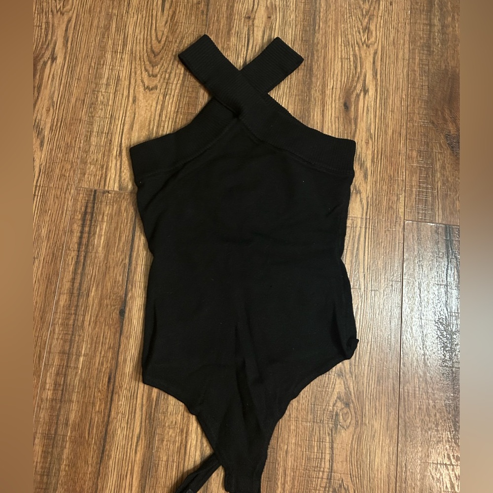 Black Criss-Cross Sweater Body Suit